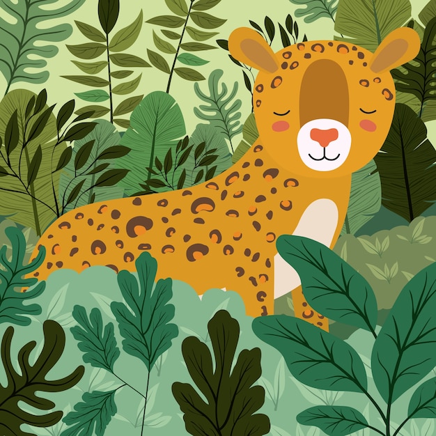 Vector cheetah in the jungle scene