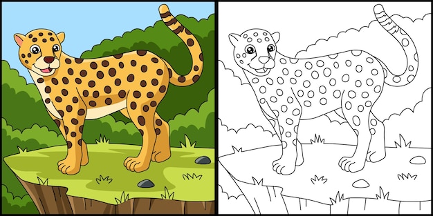 Cheetah Kleurplaat Vectorillustratie