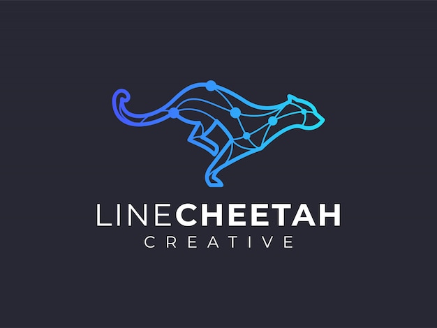 cheetah, leopard, panther modern logo technology outline