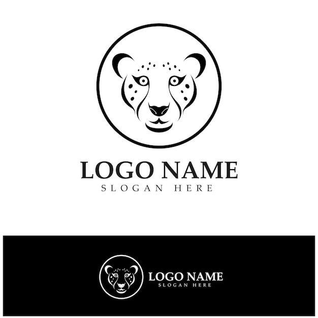 Cheetah logo with flat silhouette and color packed with modern concept vector