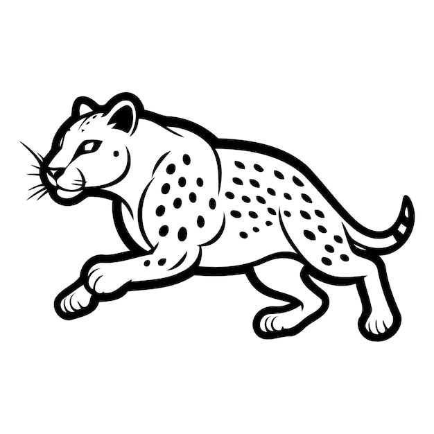 Vector cheetah loopt cartoon vector illustratie op witte achtergrond wilde kat mascotte