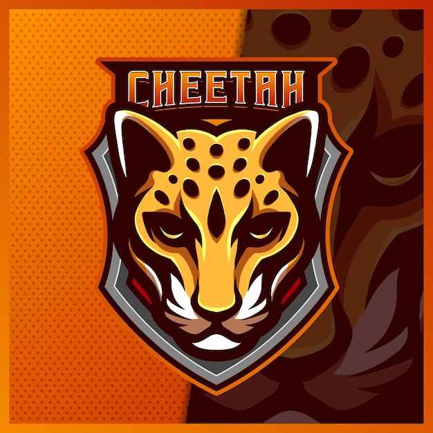 Cheetah mascot esport logo design illustrations template