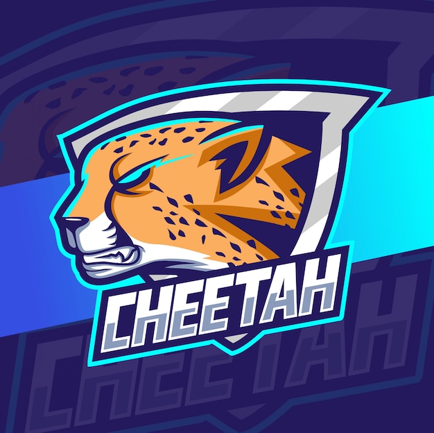 Vettore mascotte ghepardo logo design esport