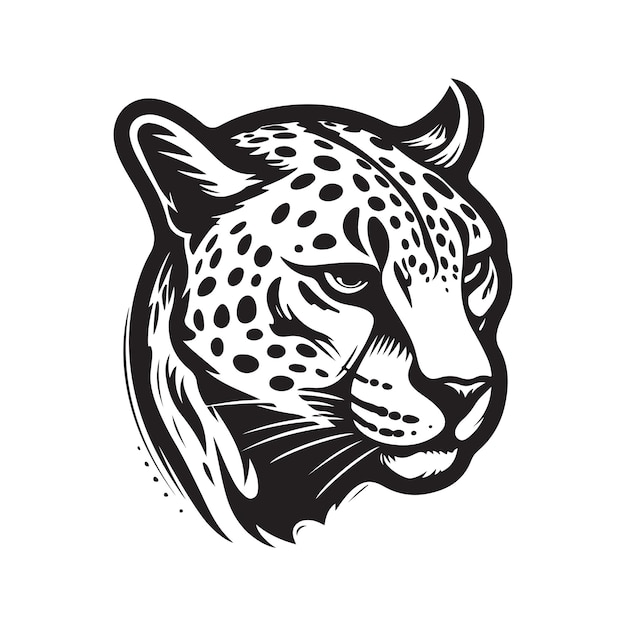 Vector cheetah mascotte vintage logo lijntekeningen concept zwart-witte kleur hand getekende illustratie