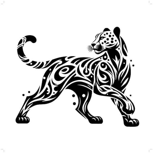 cheetah in modern tribal tattoo abstract line art of animals minimalist contour vector