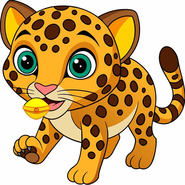 Vettore cheetah panthera leopardo giaguaro mascotte disegnata a mano personaggio di cartone animato adesivo icona concetto isolato