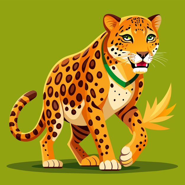 Vector cheetah panthera leopard jaguar hand drawn mascot cartoon character sticker icon concept isolated