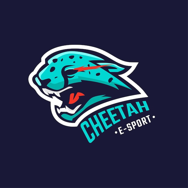 Cheetah platte vector logo voor esport