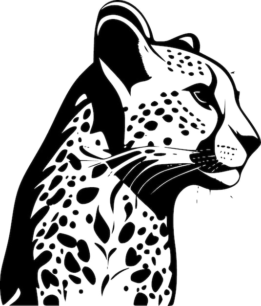 Vettore print cheetah icona isolata in bianco e nero illustrazione vettoriale