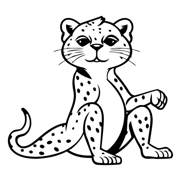Vettore cheetah seduto su uno sfondo bianco illustrazione vettoriale dei cartoni animati