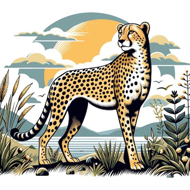 Vector cheetah vector illustration on white background