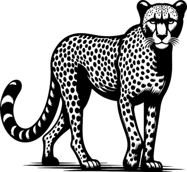 Cheetah vector tekening geïsoleerd met de hand getekend object gegraveerde stijl illustratie