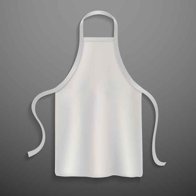 Vector chef apron. white culinary cloth apron chef uniform kitchen cotton cooking clothes isolated