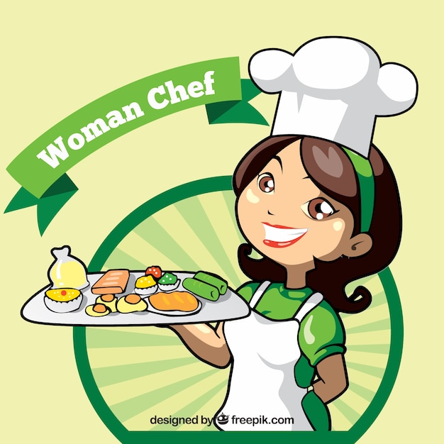 Vector chef background with delicious appetizers