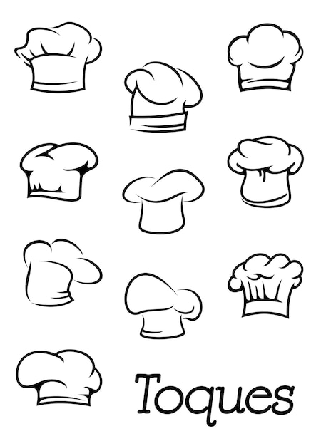 Chef and baker isolated toques silhouettes