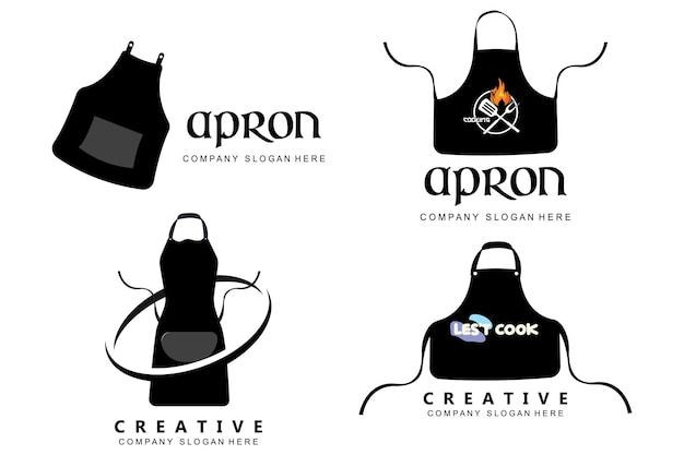 Vector chef beschermende kleding schort logo vector sticker illustratie designclothingbackground