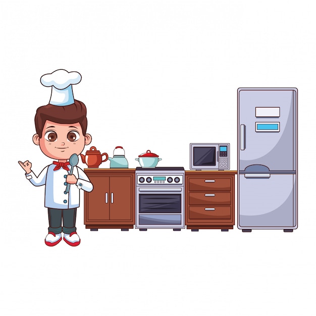 Vector chef boy cartoon