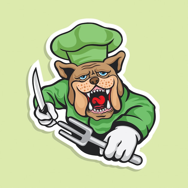 Chef bulldog illustratie sticker