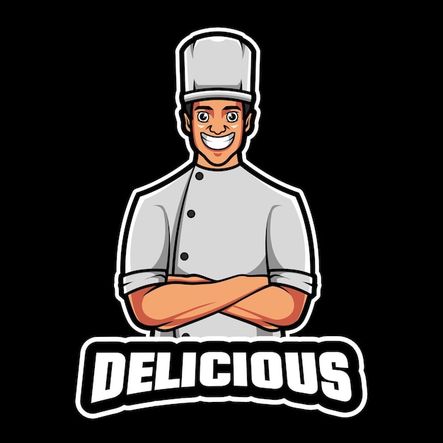 Logo della mascotte del personaggio dei fumetti del chef