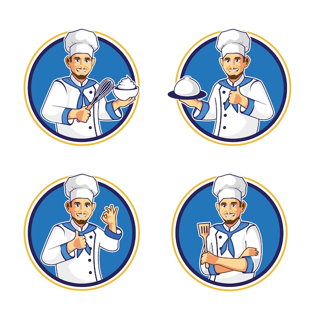 Chef cartoon mascot sticker design