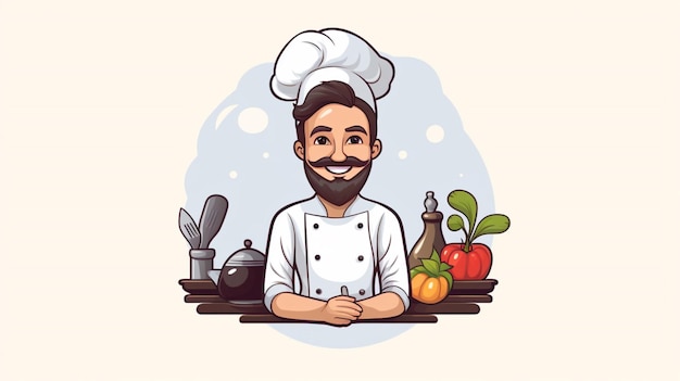 Chef cartoon vector on a white background