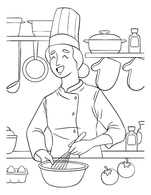 Chef Coloring Page for Kids