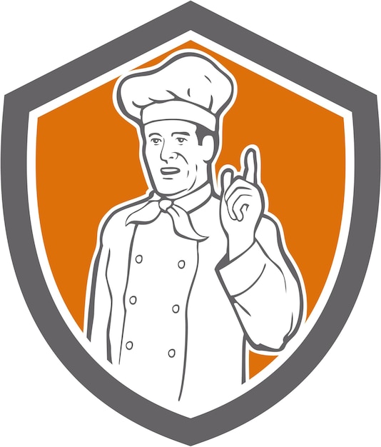 Chef Cook Baker Pointing Up Shield