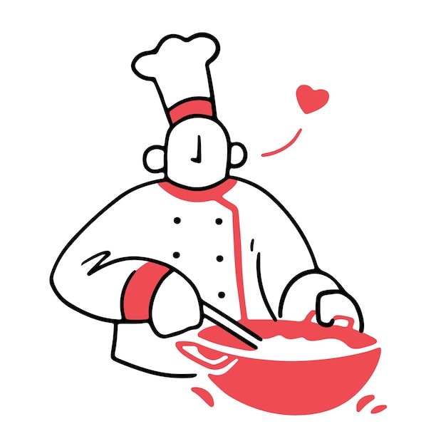 Vettore chef che frigge il riso con il vettore dell'illustrazione dell'amore
