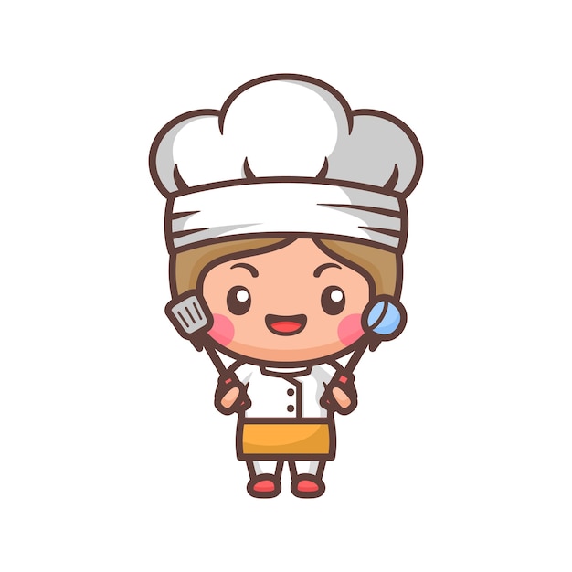 Chef girl cute mascot design