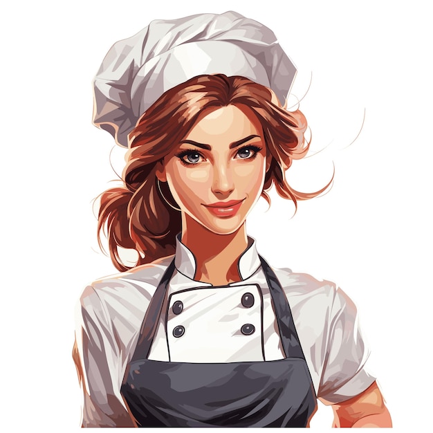 Vector chef girl mascot logo