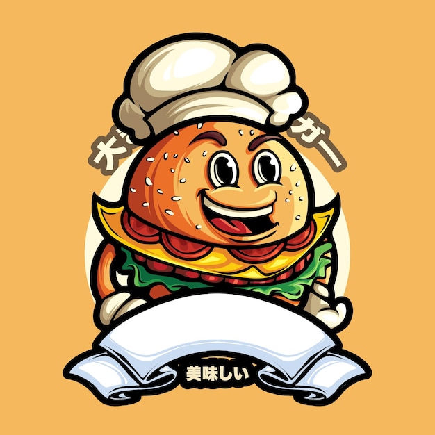 Mascotte dell'hamburger dello chef 2