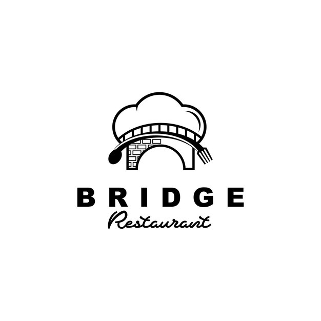 ベクトル シェフの帽子とレンガの橋のロゴデザイン