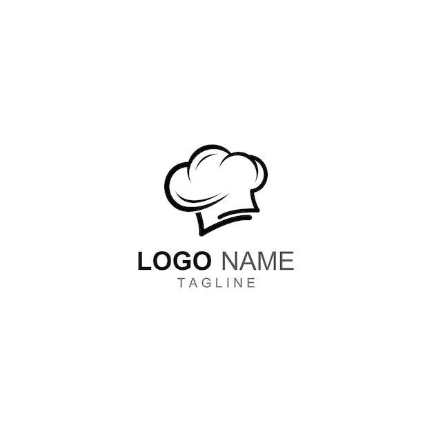 レストランカフェのシェフの帽子のロゴとベクトルイラストデザインテンプレートとオンライン食品配達のロゴ