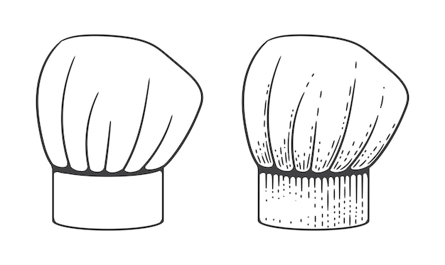 벡터 요리사 모자 스케치 빈티지 조각 스타일