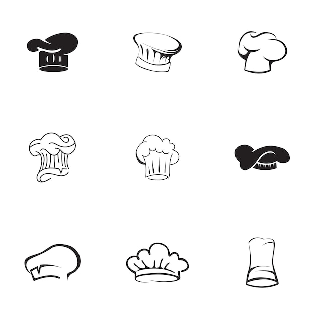 Vettore insieme di vettore del cappello del cuoco unico. semplice illustrazione a forma di cappello da chef, elementi modificabili, può essere utilizzata nella progettazione del logo