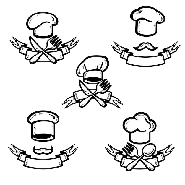 chef hats set Collection icon chef hats Vector