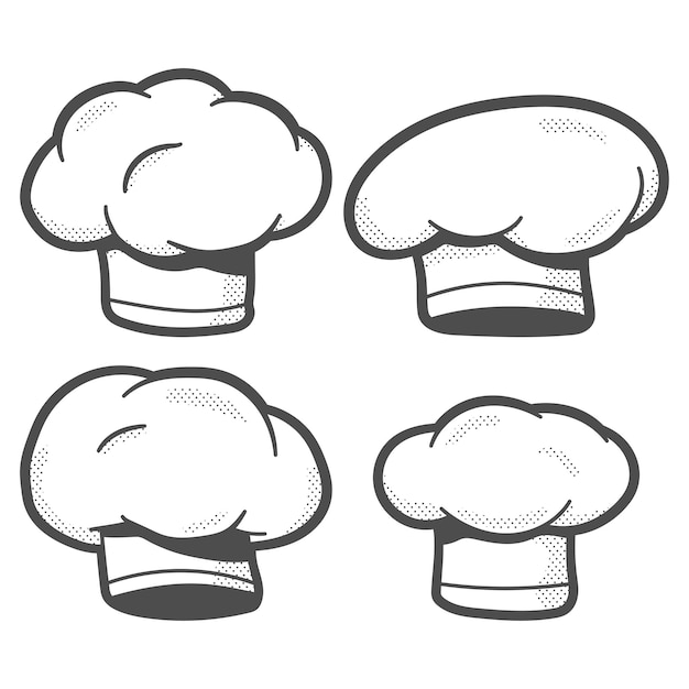 Vector chef hats vector cartoon set isolated on a white background