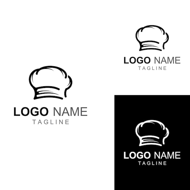 Chef hoed logo voor restaurant café en online eten bezorgen Logo met vector illustratie ontwerpsjabloon