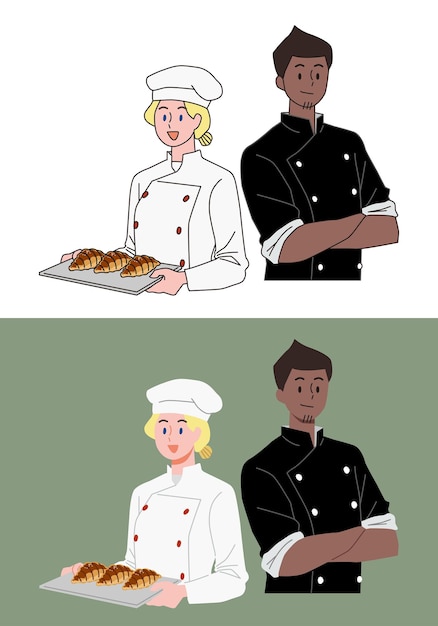 Chef holding homemade bread and chef with arms crossed