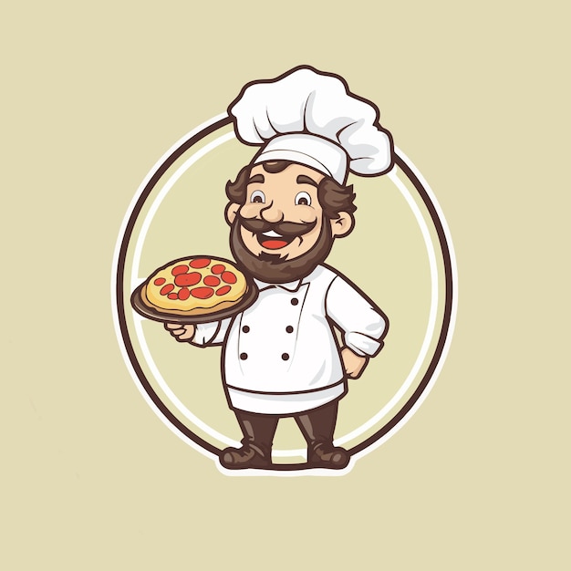 Chef holding pizza