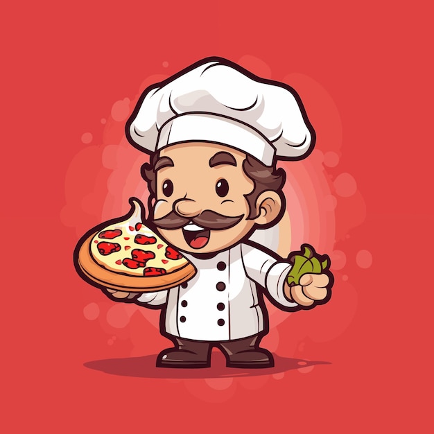 Chef holding pizza