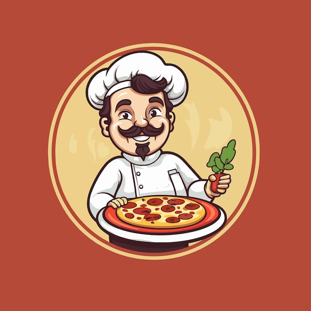 Chef holding pizza