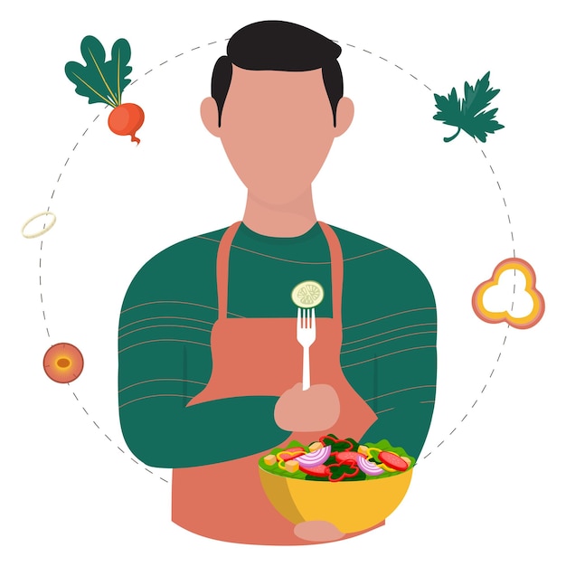 Vector chef illustration tasting food