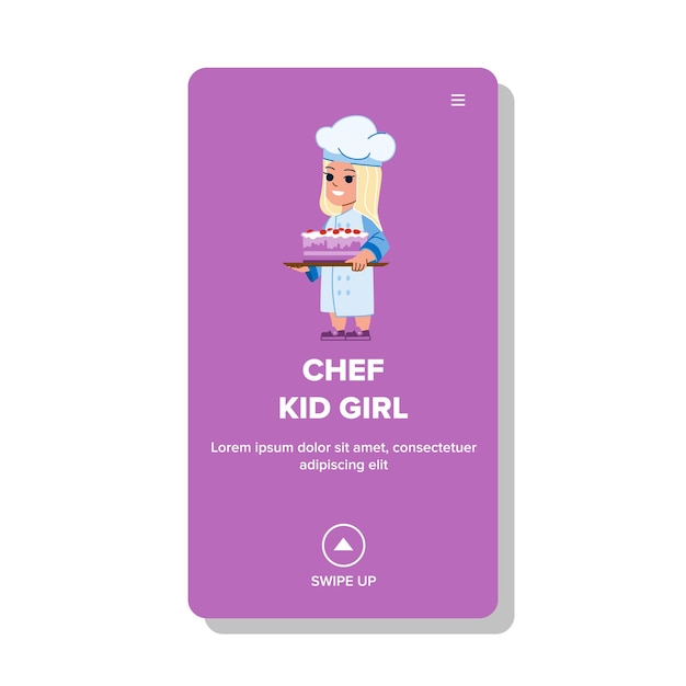 요리사 아이 소녀 벡터