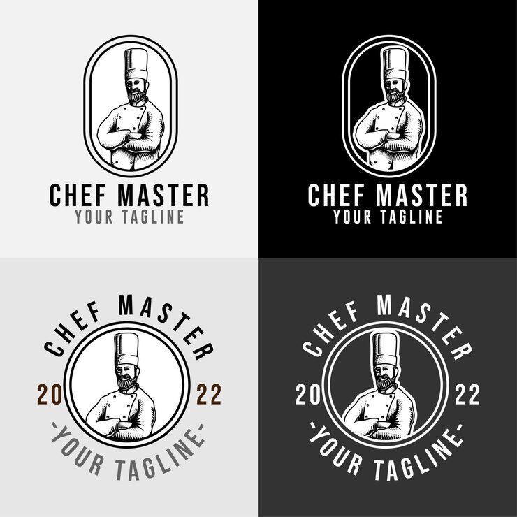 chef kitchen logo for food restaurant and cafe bakery template