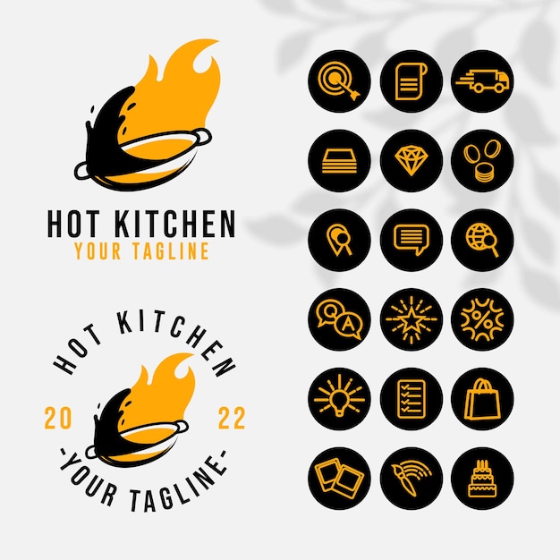 Chef kitchen logo for food restaurant and cafe template with icon