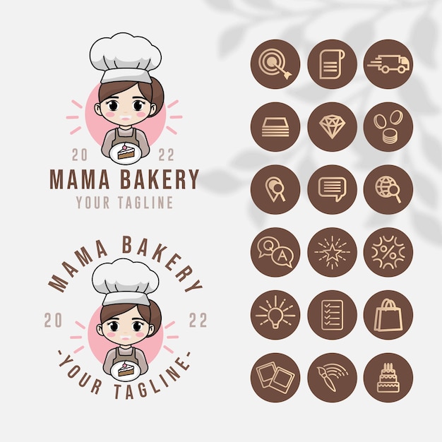 Chef kitchen logo for food restaurant and cafe template with icon