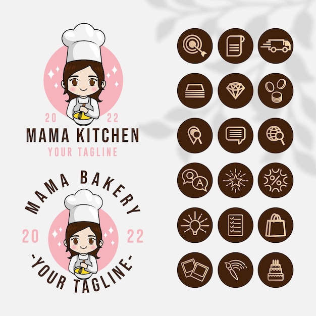 Chef kitchen logo for food restaurant and cafe template with icon