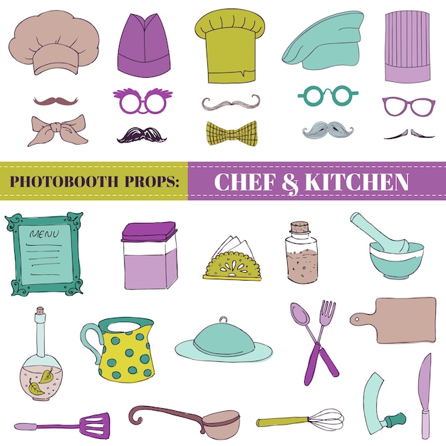 Chef and Kitchen  Photobooth Set