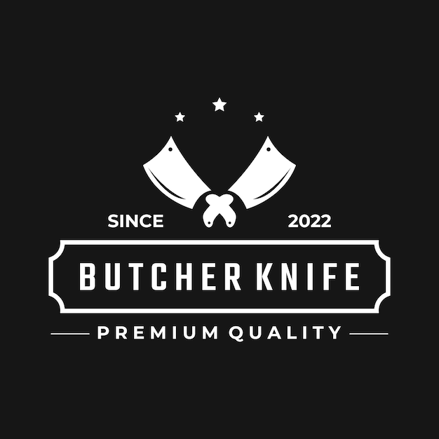 Chef knife logo template design vintage butcher knifeLogo for business badgerestaurantbutcher shopcafebrand and knife shop